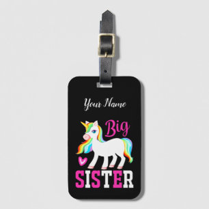 Big Sister Magical Unicorn w/ Rainbow Mane & Tail Luggage Tag