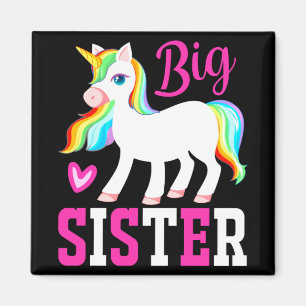 Big Sister Magical Unicorn w/ Rainbow Mane & Tail Magnet
