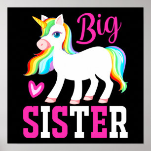 Big Sister Magical Unicorn w/ Rainbow Mane & Tail Poster