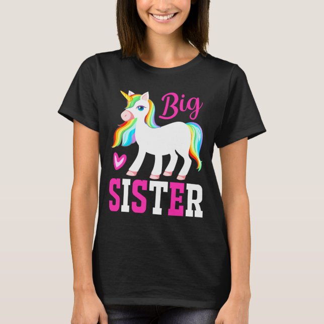 Big Sister Magical Unicorn w/ Rainbow Mane & Tail T-Shirt (Front)