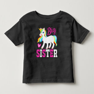 Big Sister Magical Unicorn w/ Rainbow Mane & Tail Toddler T-Shirt
