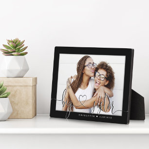 Big Sister Modern Minimal Black Matboard Photo Plaque