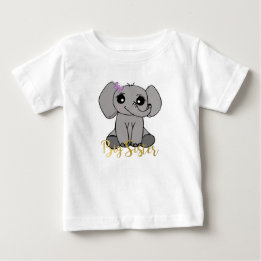 Big sister, new baby elephant faux gold lettering T-Shirt