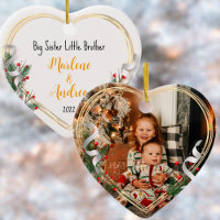 Big Sister New Baby Photo Holly Pine Gold Frame