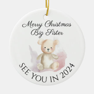 Big Sister new baby pregnancy announcement design Ceramic Tree Decoration