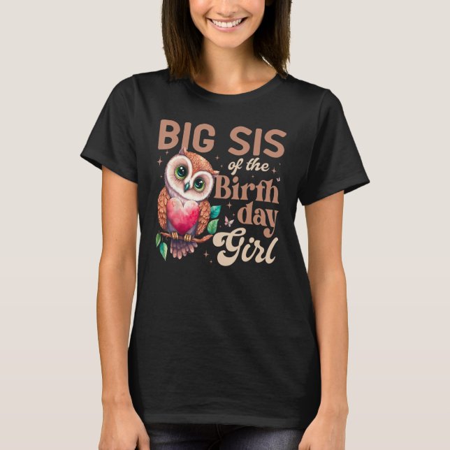 Big Sister Of The Birthday Girl Baby Owl  Family B T-Shirt (Front)