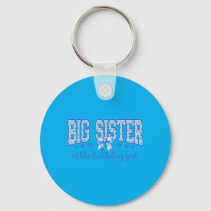 Big Sister Of The Birthday Girl Blue Chinoiserie Key Ring