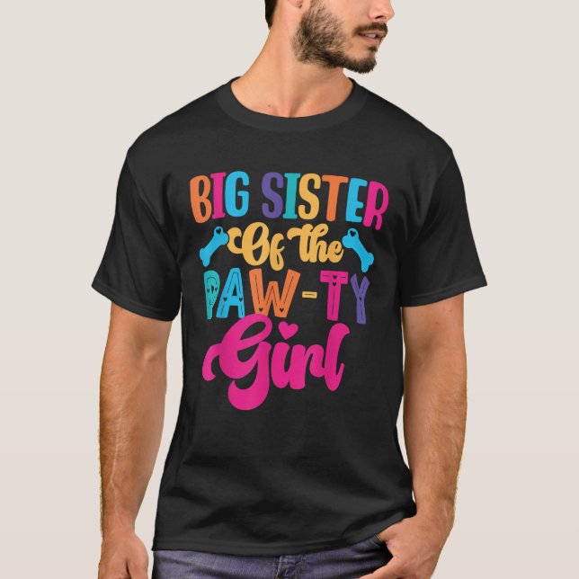 Big Sister Of The Birthday Girl Dog Paw Family Mat T-Shirt (Front)