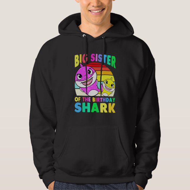 Big Sister Of The Birthday Shark Big Sister Matchi Hoodie (Front)