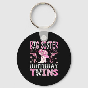 Big Sister Of The Birthday Twins Nk Rodeo Cowgirl  Key Ring