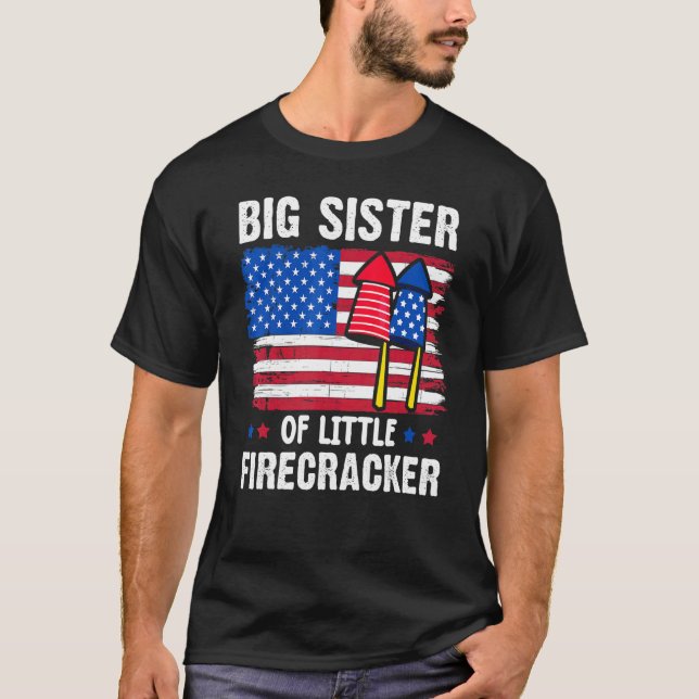 Big Sister Of The Little Firecracker 4th Of July M T-Shirt (Front)