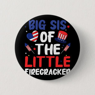 Big sister of the little firecracker funny family 6 cm round badge