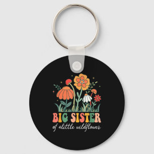 Big sister of the little wildflower baby birthday key ring