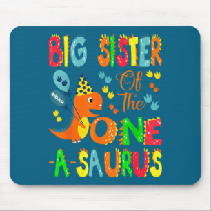 Big Sister Of The One-a-saurus 1st Birthday Boy Di Mouse Mat