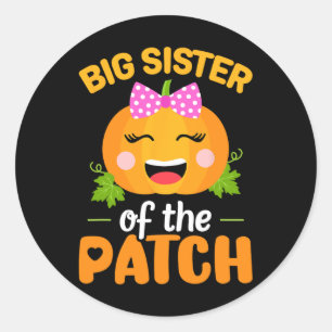 Big Sister Of The Patch Pumpkin Halloween Family M Classic Round Sticker