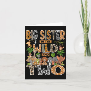 Big Sister Of The Wild & Two 2nd Birthday Boy Card