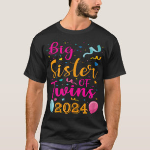 Big Sister Of Twins 2024 Pregnancy Announcement Gi T-Shirt