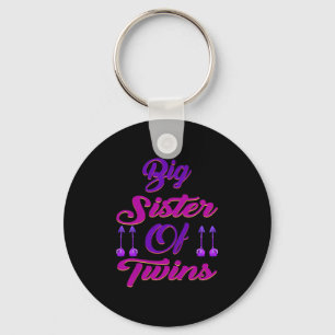 Big Sister Of Twins New Big Sister Sibling Premium Key Ring