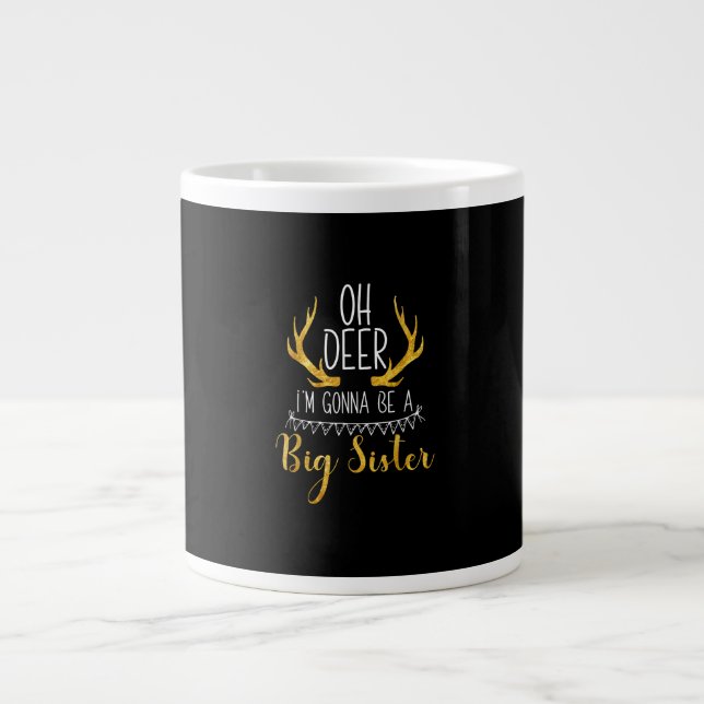 Big Sister Oh Deer Baby Announcement Cute Style  Large Coffee Mug (Front)