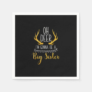 Big Sister Oh Deer Baby Announcement Cute Style Napkin