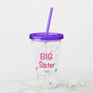 Big Sister Personalised Beach Typography Acrylic Tumbler