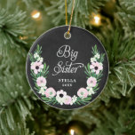 Big Sister Personalised Bohemian Floral Wreath Ceramic Tree Decoration<br><div class="desc">Big Sister Personalised Bohemian Floral Wreath Ceramic Ornament. Personalise with your custom information on both front and back.</div>