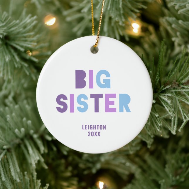 Big Sister Personalised Older Daughter Name Purple Ceramic Tree Decoration (Tree)