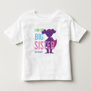 Big Sister Personalised Superhero Silhouette Girls Toddler T-Shirt