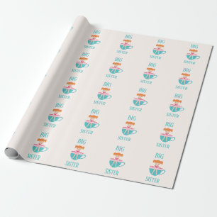 Big Sister Personalised Teacup Custom Text Wrapping Paper