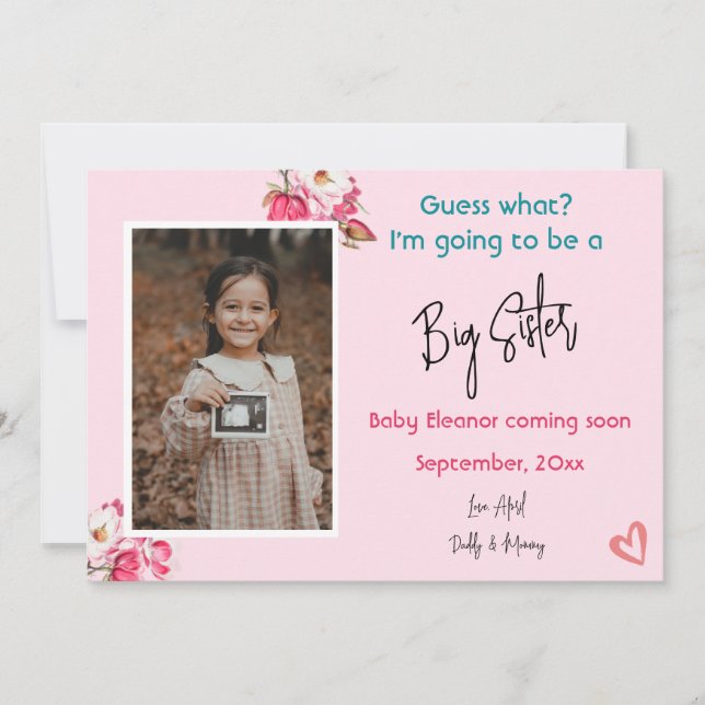 Big Sister Photo Pregnancy Announcement (Front)