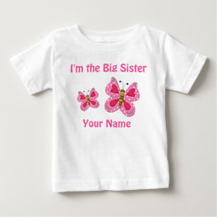 Big Sister Pink Butterfly Personalised T Shirt