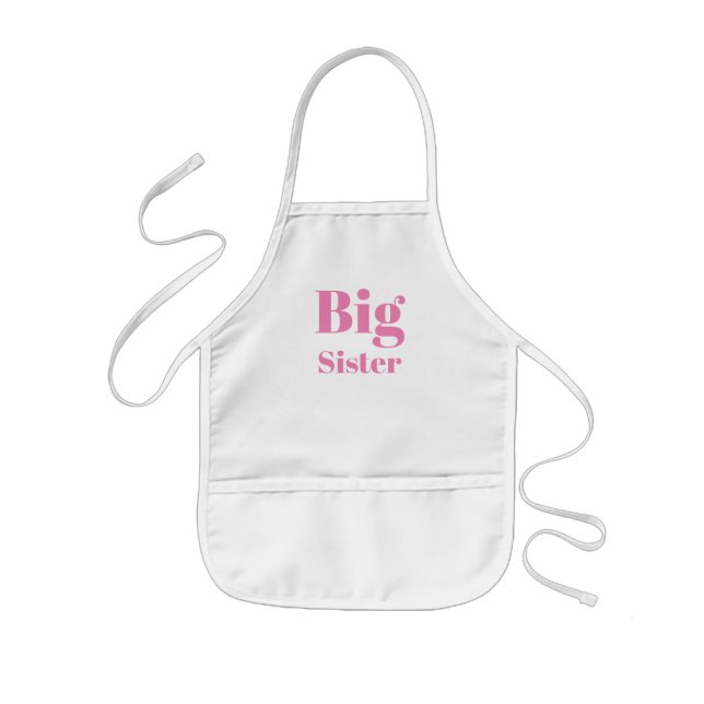 Big Sister Pink letters girl's Kids Apron (Front)