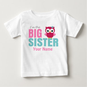 Big Sister Pink Owl Personalised T Shirt