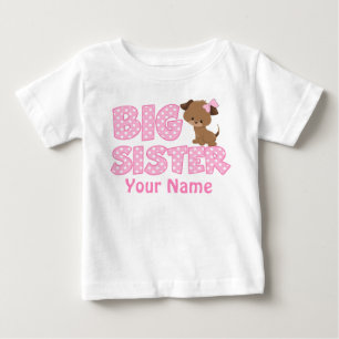 Big Sister Pink Puppy Personalised T Shirt
