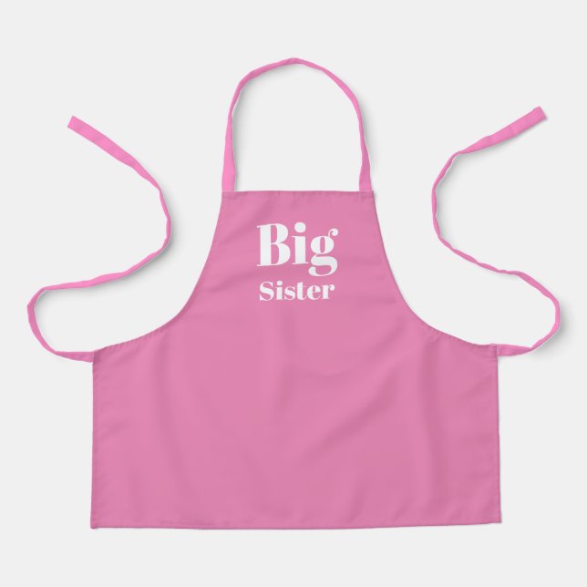 Big Sister Pink white girl's Apron (Front)