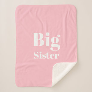 Big Sister Pink white girl's Sherpa Blanket
