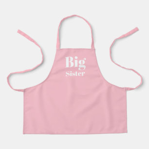 Big Sister pink white modern typography cute Apron