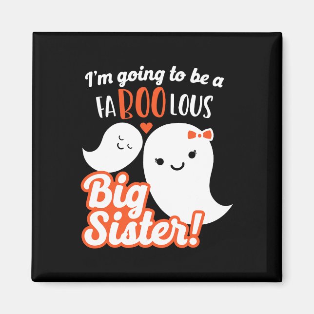 Big Sister Pregnancy Announcement Cute Ghost Girls Magnet (Front)