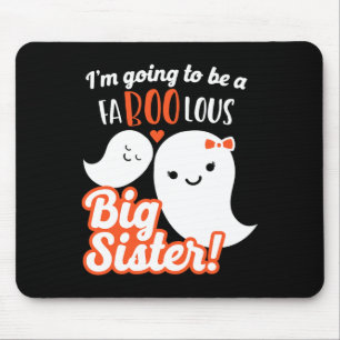Big Sister Pregnancy Announcement Cute Ghost Girls Mouse Mat