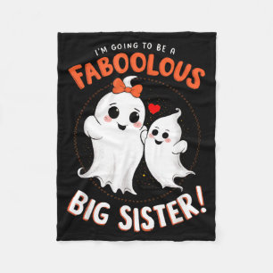 Big Sister Pregnancy Announcement Halloween Cute Fleece Blanket