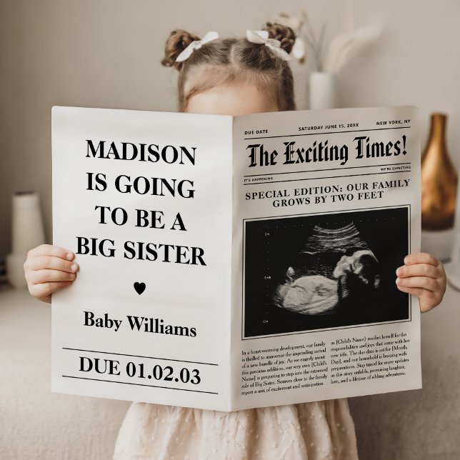 Big Sister Pregnancy Announcement Newspaper Fold  Poster (Creator Uploaded)