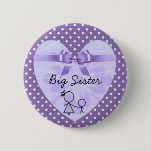 Big Sister Purple and Lavender Polka Dot Button