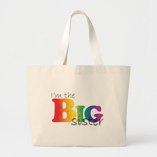 Big Sister - rainbow Large Tote Bag (Front)