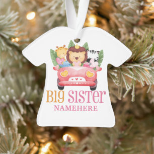 Big Sister Safari Jungle Friends Animals on Car Ornament