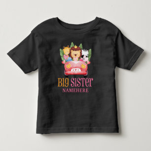 Big Sister Safari Jungle Friends Animals on Car Toddler T-Shirt