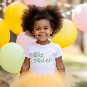 Big Sister   Sage Matching Sibling Family Maternity T-Shirt