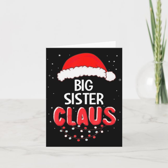Big Sister Santa Claus Christmas Matching Costume  Card (Front)