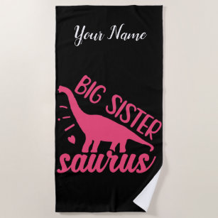 Big Sister Saurus in Pink Beach Towel