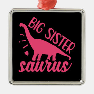 Big Sister Saurus in Pink Metal Tree Decoration
