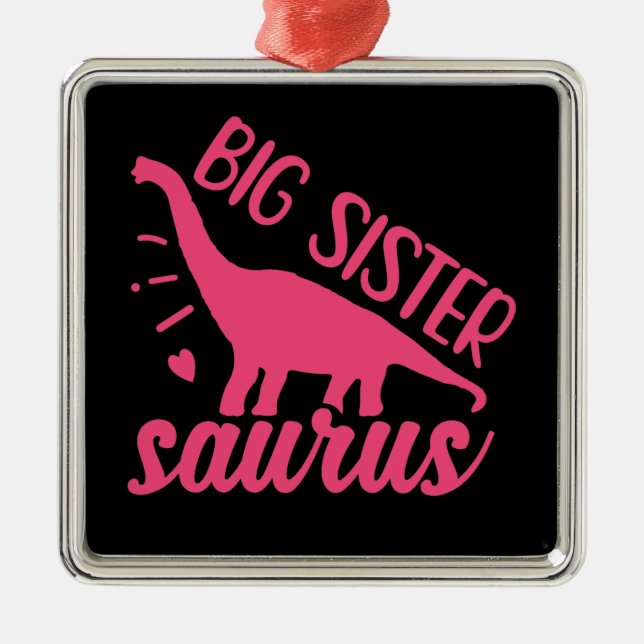 Big Sister Saurus in Pink Metal Tree Decoration (Front)